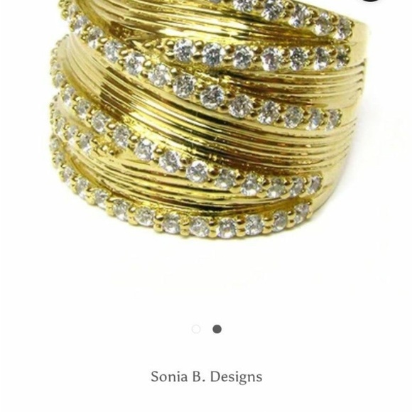 Wide Band CZ gold plated ring 8.5 - Picture 8 of 11